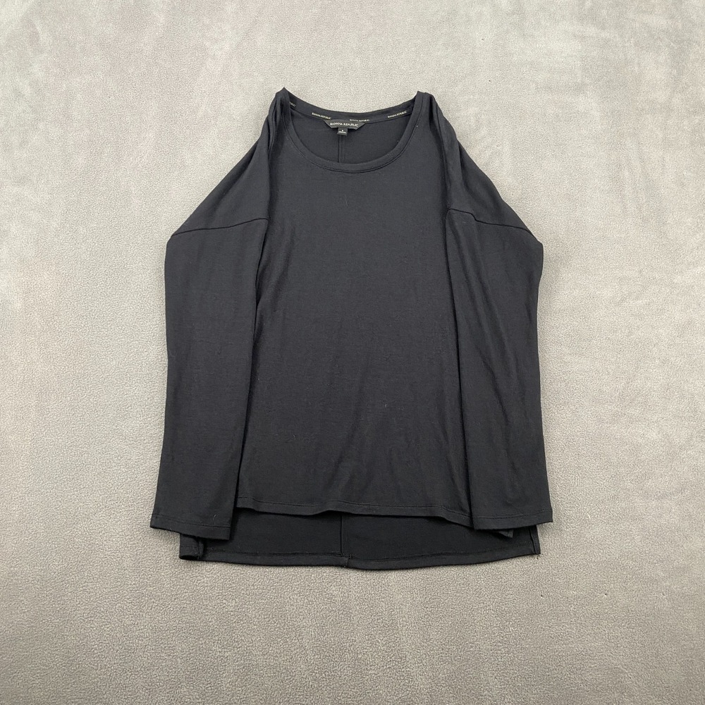 Banana Republic Oversized Fit Knit Top Women's Small Black Rayon High Low Slit